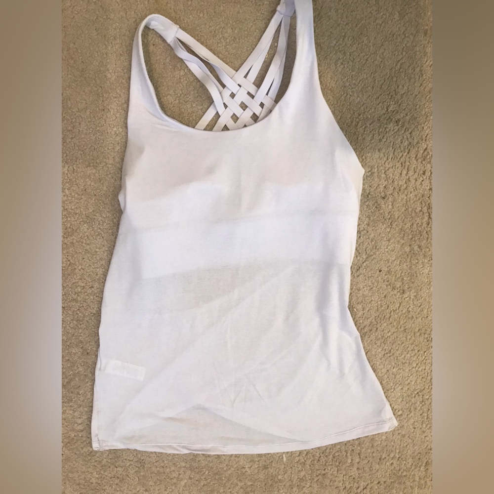 Lululemon open back tank with built in bra light blue